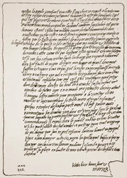 Slutningen af et brev til dronning Elizabeth, fra Mary, Queen of Scots, da hun var i fængsel, og bad om at få en katolsk kapellan, illustration fra The Church of England: A History for the People af H.D.M. Spence-Jo
