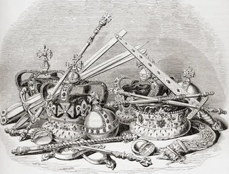Engelske regalier, fra Old England: A Pictorial Museum, pub. 1847