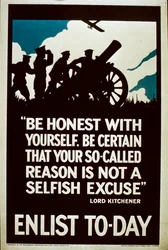 Hverv i dag rekrutteringsplakat, 1914-18