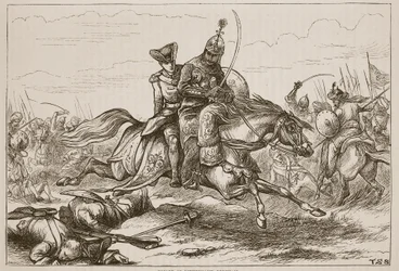 Escape of Lieutenant Goreham, illustration fra Cassells Illustrated History of India af James Grant, pub. 1879