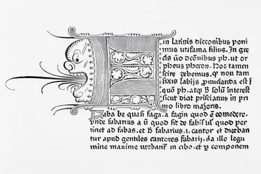 Faksimile af en side fra Catholicon, trykt af Johannes Gutenberg, Mainz, 1460