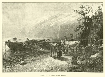 Færge ved en norsk fjord