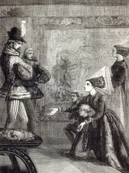 Første møde mellem Edward IV og Lady Elizabeth Gray, illustration fra 