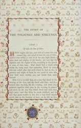 Første side fra The Story of The Volsungs and Niblungs, ca. 1870