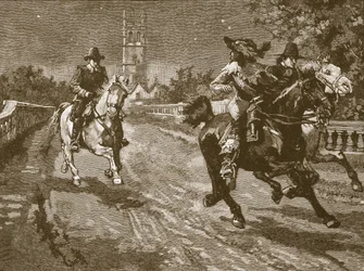 Flight of Charles fra Oxford, illustration fra Cassells Illustrated History of England (sepia foto)