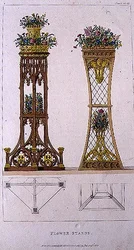 Blomsterstativer, plade 163 fra Ackermanns Kunstlager, udgivet 1809-28 (farve litho)