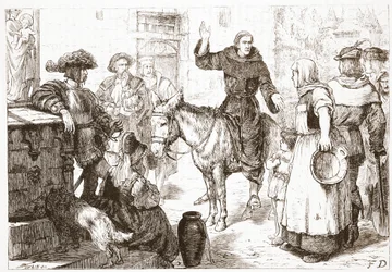 Francis Lambert Preaching, illustration fra The History of Protestantism af James Aitken Wylie (1808-1890), pub. 1878