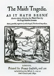 Frontispice til The Maids Tragedy af Sir Francis Beaumont (1584-1616) og John Fletcher (1579-1625) 1622
