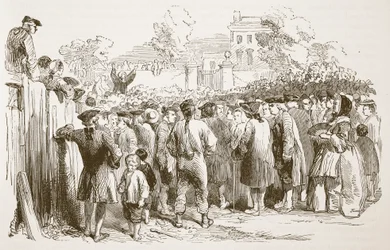 George Whitefield Preaching, illustration fra Cassells Illustrated History of England (sepiafoto)