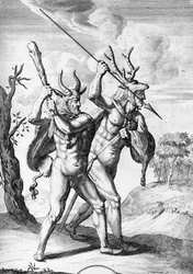 Germans, illustration fra The Commentaries of Caesar oversat til engelsk af William Duncan, indgraveret af Cornelis Huyberts, udgivet 1753