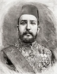 HH Muhammad Tewfik Pasha, Tawfik af Egypten, 1890 (trægravering)