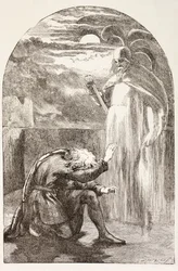Hamlet ser spøgelsen, sin fars ånd, fra 
