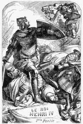 Henry IV (Henry IV) - Illustration i "" Værker komplet af William Shakespeare"" 1866 - Illustrationerne og den generelle form for denne udgave er lånt fra Cassells illustrerede Shakespeare, udgivet i London