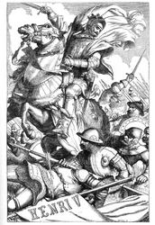 Henry V - (The Chronicle History of Henry the Fifth) - Illustration i "" Completes de William Shakespeare"" 1866 - Illustrationerne og den generelle form for denne udgave er lånt fra Cassells illustrerede Shakespeare, udgivet i London