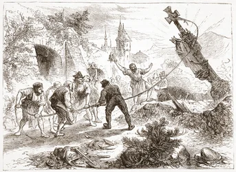 Hottinger ødelægger billedet, illustration fra The History of Protestantism af James Aitken Wylie (1808-1890), pub. 1878
