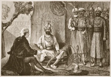Hyder Ali og missionæren, illustration fra Cassells Illustrated History of India af James Grant, pub. 1879