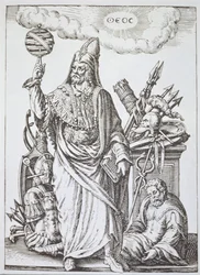 Ideel figur af Hermes Trismegistus, kopi af illustration fra The Divination and Magical Sights af Jean-Jacques Boissard, 1605, udgivet sent i det 19. århundrede