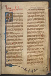 Billede af kong Ine fra Statutes of England, Bomuldsmanuskript Claudius D II, f.5r