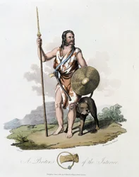 En indbygger på De Britiske Øer og hans hund - i »Keltere og gotere, skikke blandt indbyggerne på De Britiske Øer i begyndelsen af det 6. århundrede og blandt de gotiske nationer på Østersøens vestkyst« af S. R. Meyrick og Ch. Smith