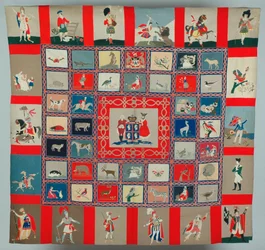 Indlagt patchwork ophæng, ca. 1835 (uld og silke)