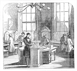 Instrumentrum på Electric Telegraph Office, Lothbury, London, fra The Museum of Science and Art af Dionysius Lardner, ca. 1860