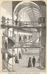 Interiør af House of Detention, Clerkenwell, illustration fra The Criminal Prisons of London og Scenes from Prison Life af Henry Mayhew og John Binny, pub. 1862