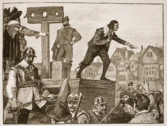John Lilburne på søjlen, illustration fra Cassells Illustrated History of England (sepia foto)