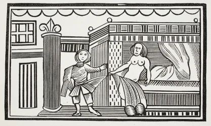 Joseph og hans elskerinde, illustration fra Chap-books of the Eighteenth Century af John Ashton, pub. 1882