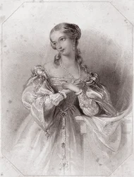 Juliette (Romeo og Julie - Romeo og Julie) i - "" Galerie des femmes de Shakespeare, samling af 45 seriøse portrætter af de første kunstnere i London, beriget med kritiske og litterære meddelelser""" omkring 1838 - fra "" Gallery of kvinderne o