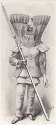 Kingsmill Islander i fuld rustning, fra The History of Mankind, Vol.1, af Prof, Friedrich Ratzel, 1896