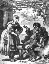La Megere tamed (The Taming of the Shrew) - Illustration i "" Værker komplet af William Shakespeare""" 1866 - Illustrationerne og den generelle form for denne udgave er lånt fra Cassells illustrerede Shakespeare, udgivet i London