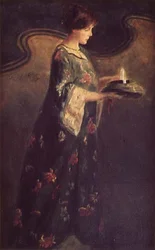 Dame med et lys, ca. 1890