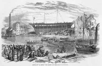 Lancering af "La Hogue", det største skib, der nogensinde er bygget i Sunderland