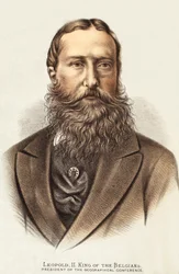 Leopold II, belgiernes konge, illustration fra The Pictorial Edition of the Life and Discoveries of David Livingstone af J. Ewing Richie, pub. af A. Fullarton & Co., 1876