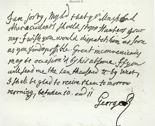 Brev fra George II til hertugen af Newcastle, 1759, offentliggjort i 