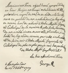 Brev fra George I til Charles VI, 1717, offentliggjort i 