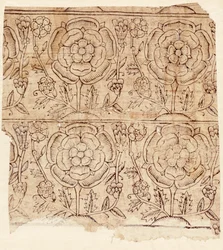 Forpapir med et Tudor Rose-mønster, ca. 1550 (træbloktryk)