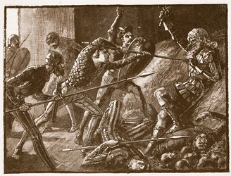 Llewelyns sidste kamp, illustration fra Cassells Illustrated History of England (sepia foto)