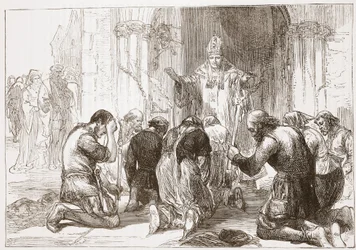 Lollards, der afkræfter deres tro, illustration fra The History of Protestantism af James Aitken Wylie (1808-1890), pub. 1878