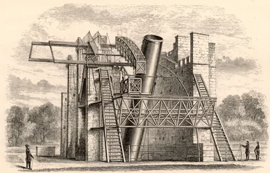 Lord Rosses store reflekterende teleskop, fra A Handbook of Descriptive Astronomy af George F. Chambers, udgivet i Oxford, 1890