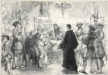 Luther før diæten i Worms, illustration fra The History of Protestantism af James Aitken Wylie (1808-1890), pub. 1878