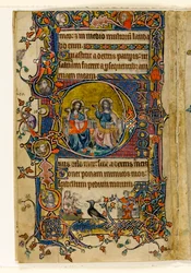 MS 1-2005, fol. 161v: Faderen og sønnen, historisk initial fra Macclesfield Psalter, Use of Sarum, East Anglia, ca. 1330