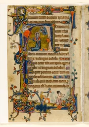 MS 1-2005, fol. 182v: David Praying, historisk initial fra Macclesfield Psalter, Use of Sarum, East Anglia, ca. 1330