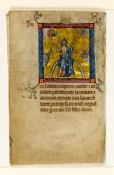 MS 1-2005, fol. 8v: Christ in Judgement, miniature fra Macclesfield Psalter, Use of Sarum, East Anglia, ca. 1330