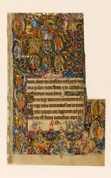 MS 1-2005, fol. 9r: The Tree of Jesse and the Beatus indledende grænse med musiker og grotesk kamp, fra Macclesfield Psalter, Use of Sarum, East Anglia, ca. 1330