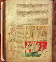 MS CCC 157 s.382 Synerne drømt af kong Henrik I i Normandiet i 1130, fra Worcester Chronicle, c.1130-40 (vellum)