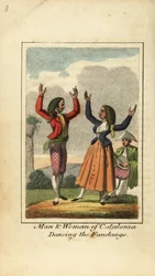 Mand og kvinde fra Catalonien danser fandango