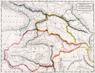 Kort over Armenien, Kolchis, Iberien og Albanien, fra „The Atlas of Ancient Geography“ af Samuel Butler, udgivet i London, ca. 1829