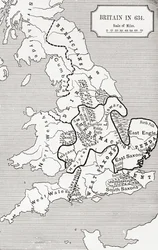 Kort over Storbritannien i 634, fra The Northumbrian Kingdom 588 til 685 i 