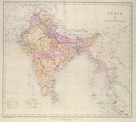 Kort over Indien, udgivet under ledelse af oberst H.R. Thuillier, R.E., Surveyor General of India, 1882